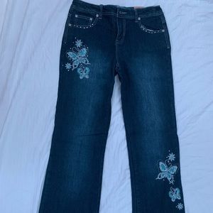 Vintage size 16 Route 66 bootcut jeans, with butterflies details